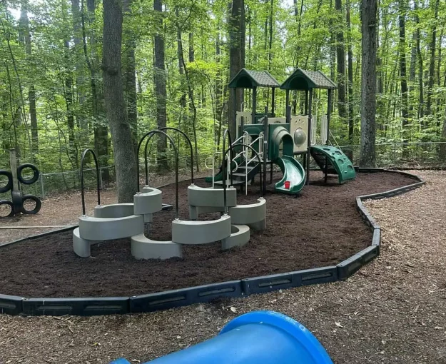 Freshly mulched preschool playground